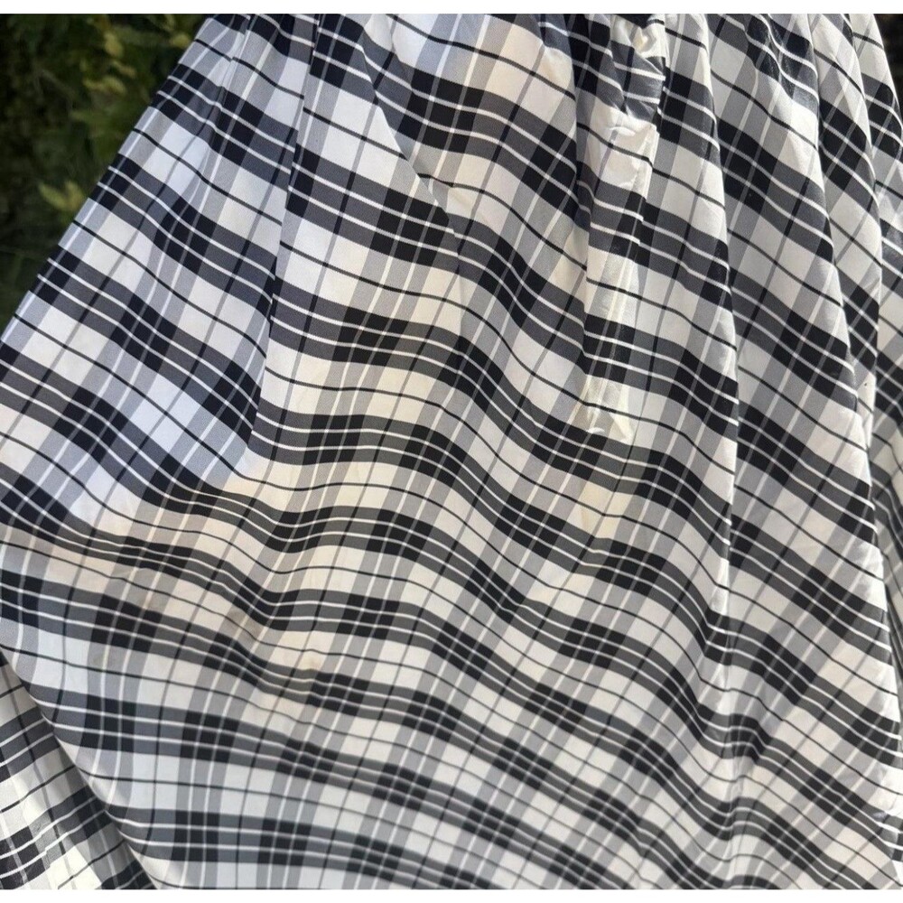 Vtg 80s Gunne Sax Black White Plaid Prom Dress One Shoulder Ruffle Rosette Goth - Picture 8 of 8